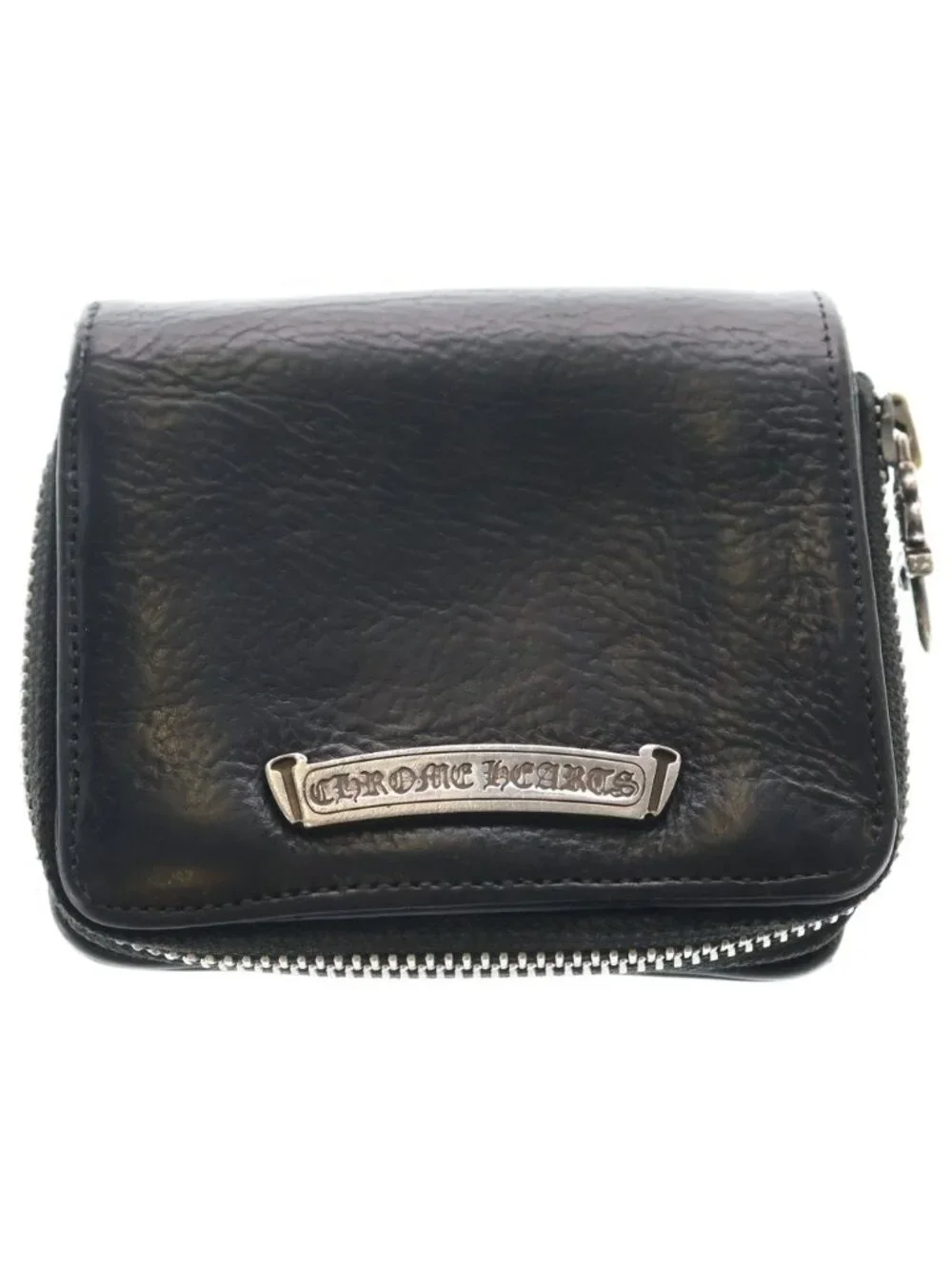 Chrome Hearts SQ Zip Bill Square Zip Leather Wallet Black